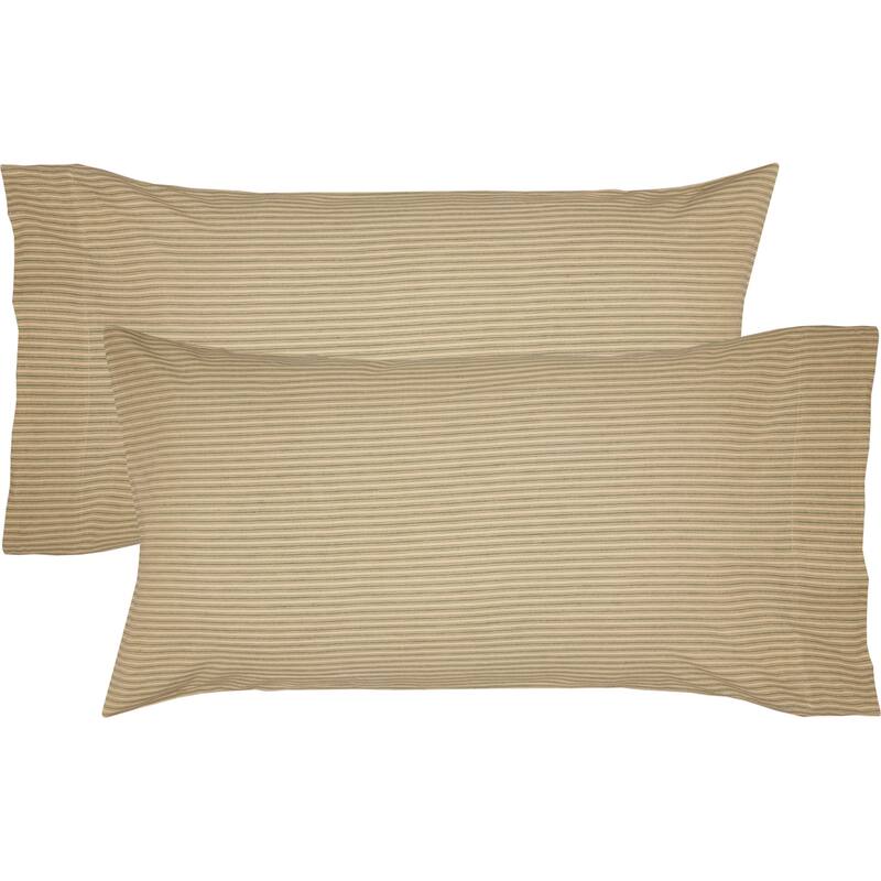 Prairie Winds Green Ticking Stripe Pillow Case Set