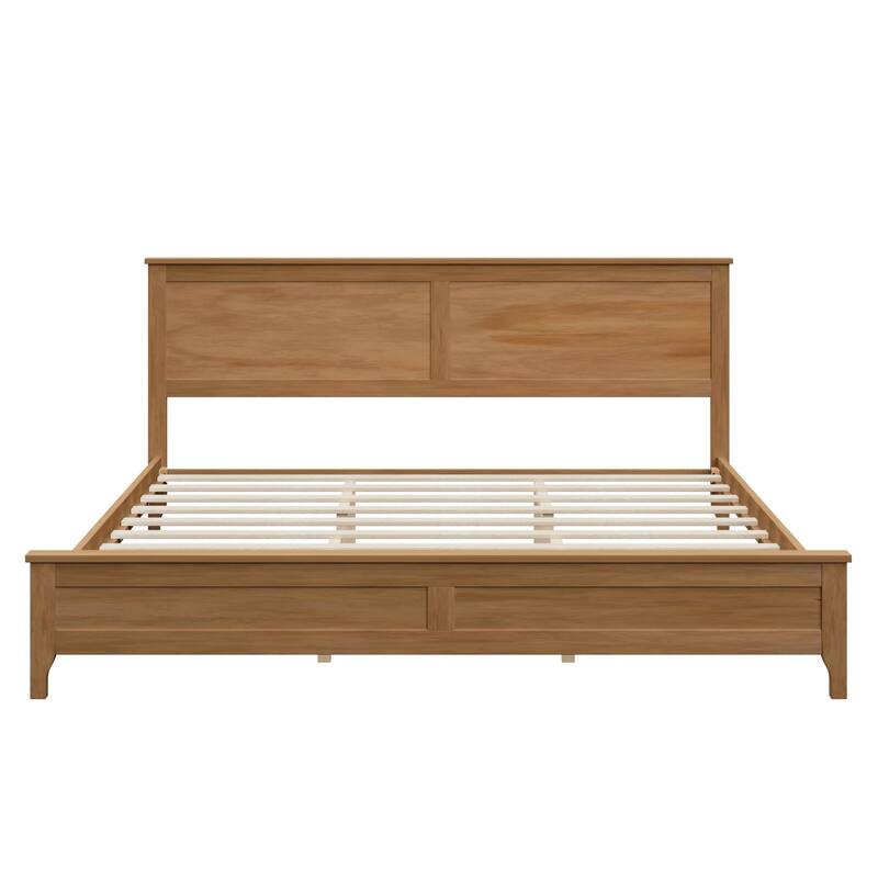 Modern Simple Solid Wood Platform Bed Frame with Sturdy Wooden Slats