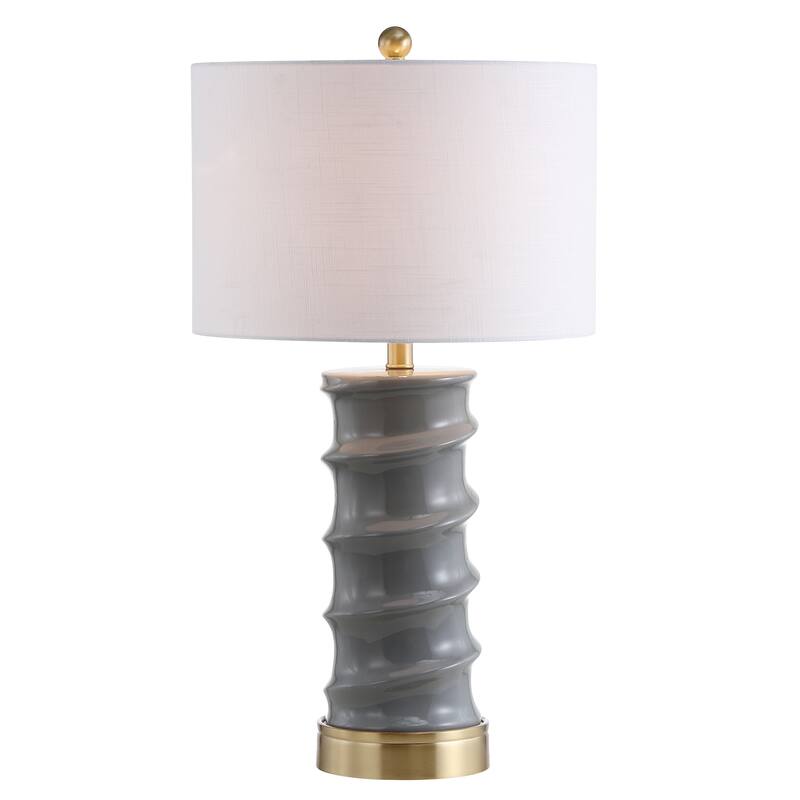Prague 28" Ceramic LED Table Lamp, Dark Grey/Gold by JONATHAN Y