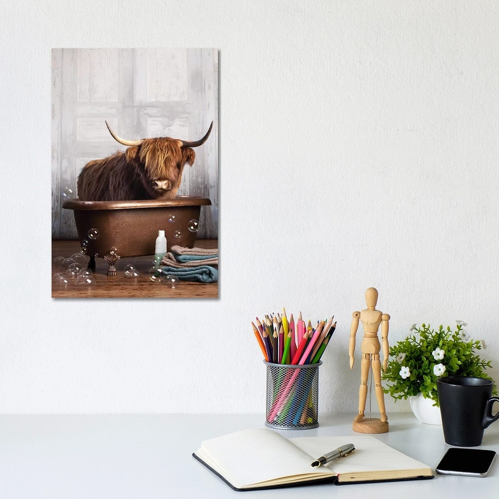 iCanvas "Highland Cow In The Tub" by Domonique Brown Canvas Print
