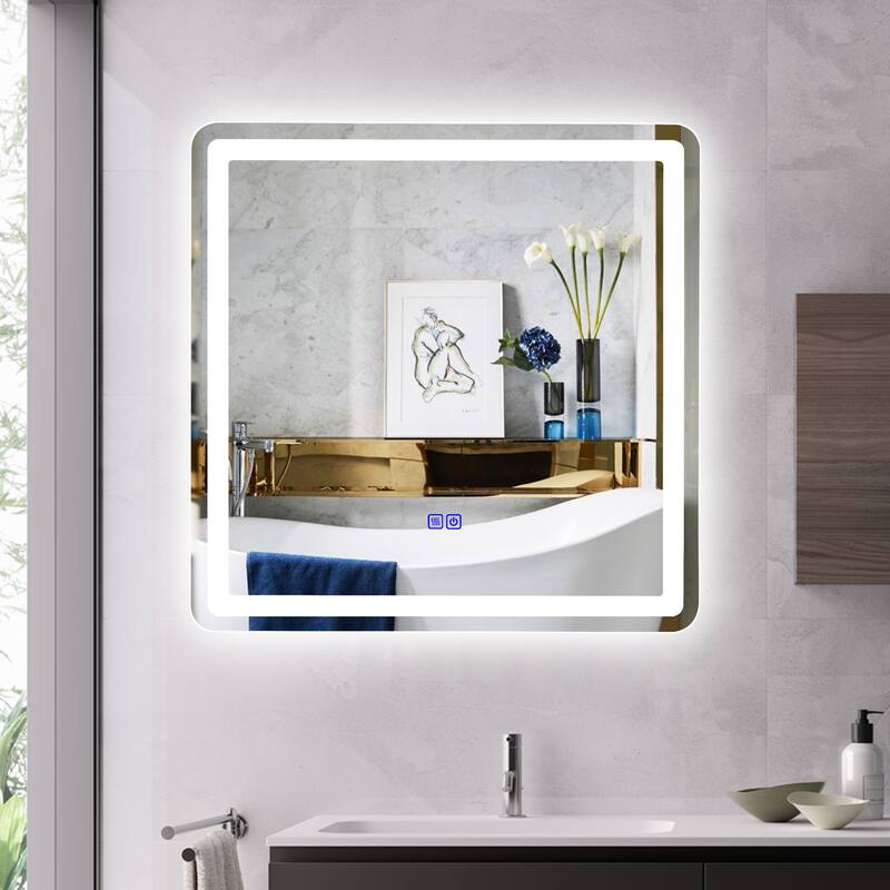 Frameless Wall Mounted LED Bathroom Mirror - Colorless