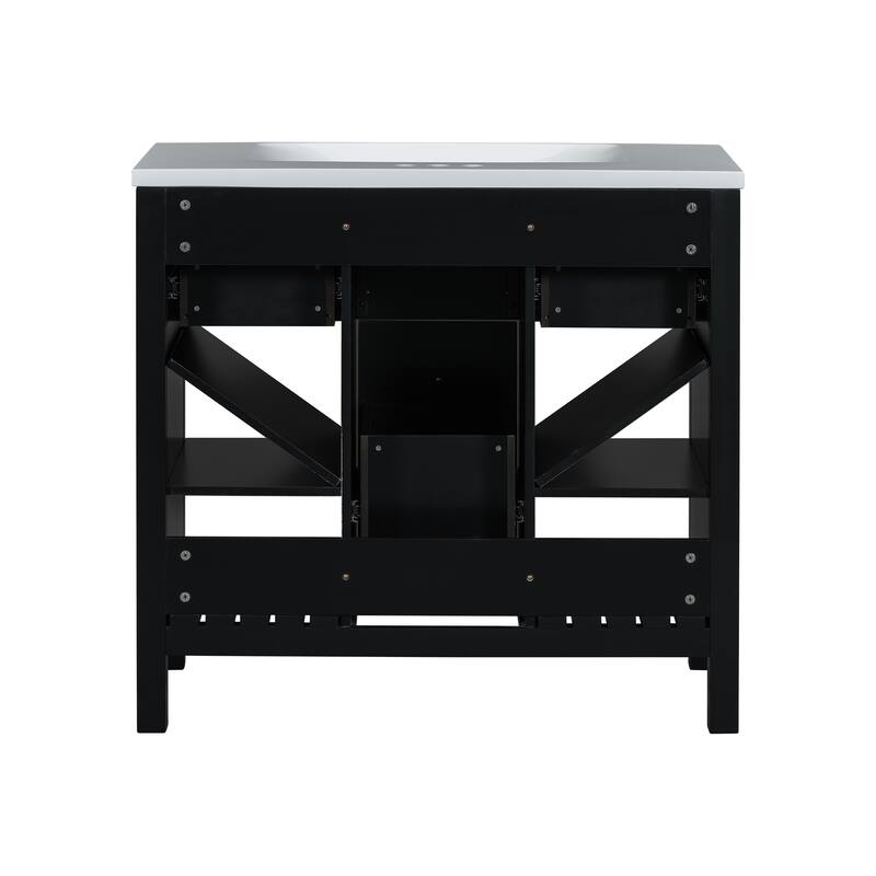 36" Freestanding Bathroom Vanity Set with Integrated Resin Sink - 36" x 18" x 34"