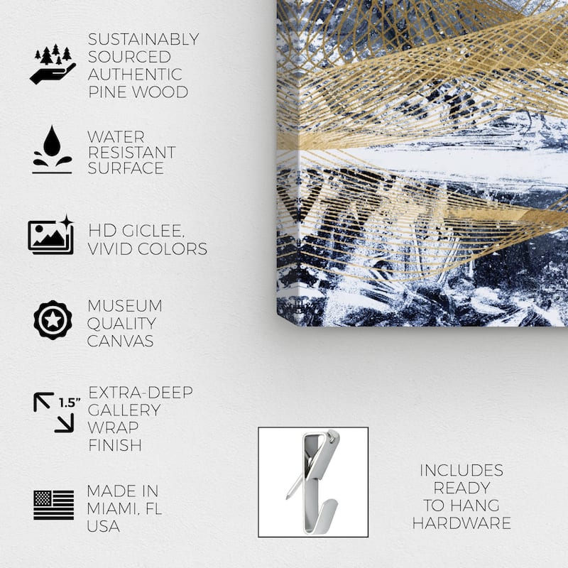 Wynwood Studio Canvas Abstract Mountain Snow Blue and Dark Blue Modern & Contemporary Wall Art Canvas Print