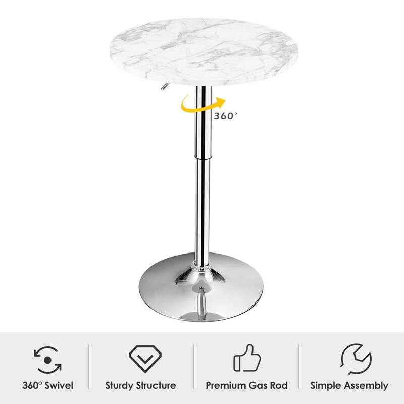 Gymax 6PCS Round Pub Table Swivel Adjustable Bar Table w/Faux Marble - See Details