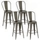 preview thumbnail 1 of 17, Costway Set of 4 High Back Metal Stool 30'' Seat Bar Height Industrial Antique