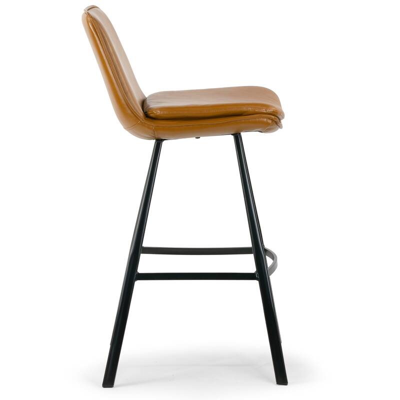 Set of 2 Avalyn Cappuccino Faux Leather Bar Stool with Metal Legs