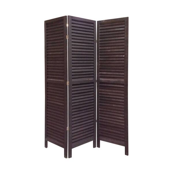 Contemporary 3 Panel Wood Shutter Room Divider Screen 1in X 48in X 67in
