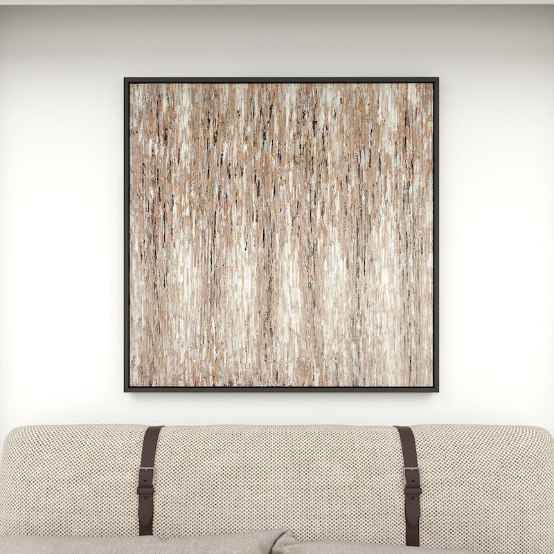 White Canvas Abstract Framed Wall Art with Black Frame