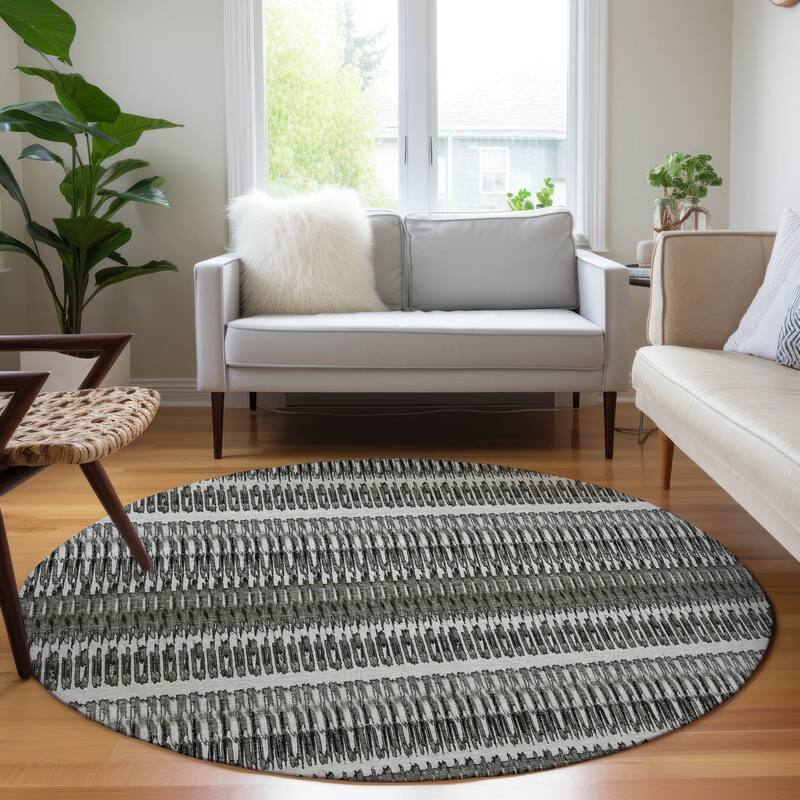 Machine Washable Indoor/ Outdoor Chantille Moroccan Boho Rug - Gray - 8' x 8'
