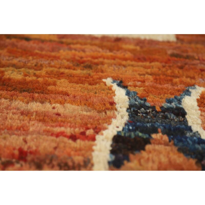 Orange Moroccan Oriental Area Rug Handmade Modern Wool Carpet - 5'9" x 7'8"