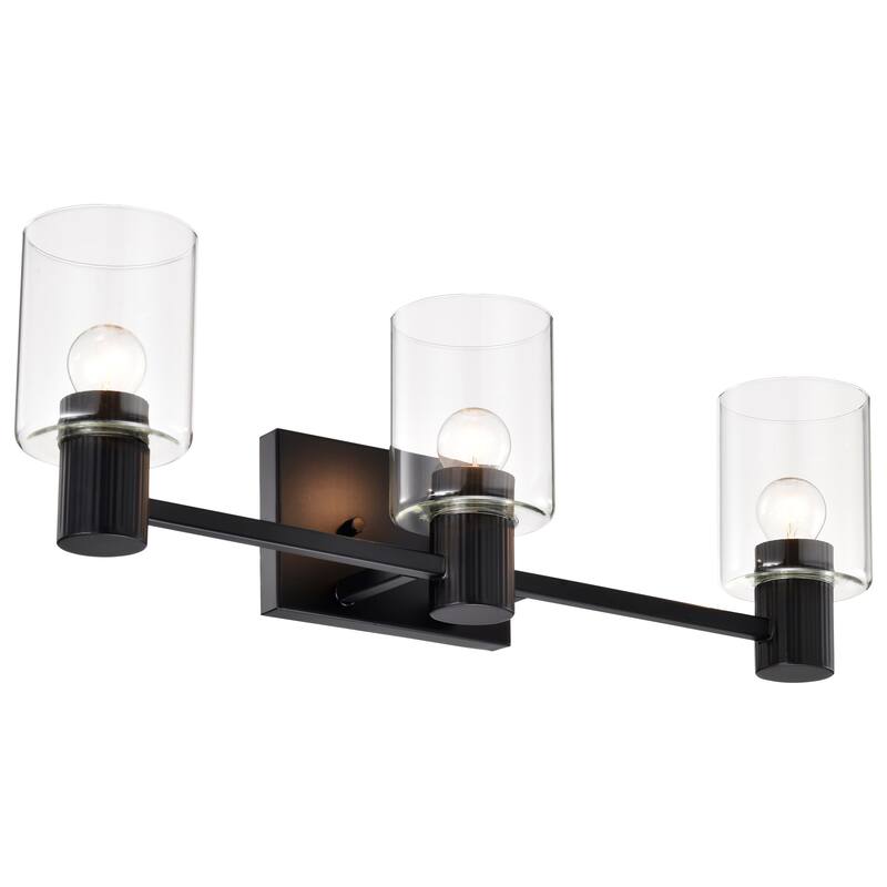 Clarksville 3 Light Vanity Matte Black with Clear Glass