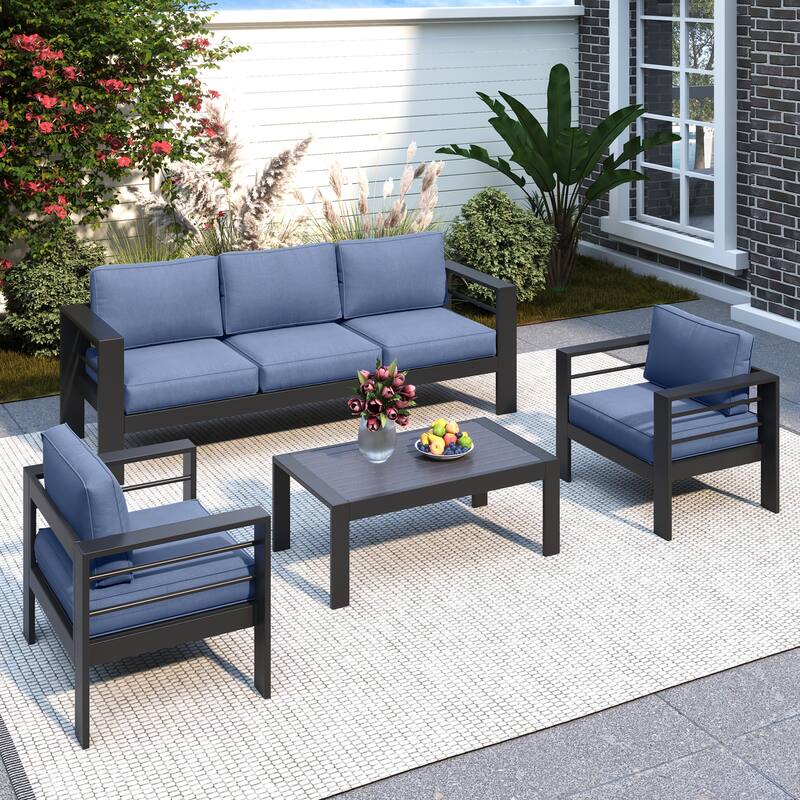 Royalcraft 4 Piece Aluminum Outdoor Patio Furniture Set