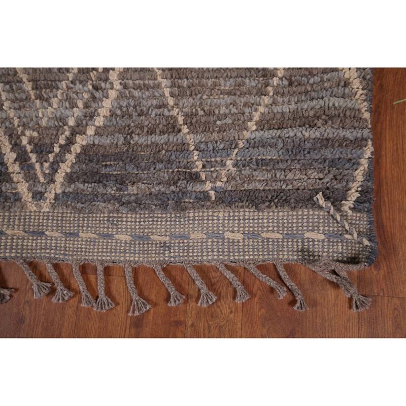 Trellis Geometric Moroccan Oriental Area Rug Hand-Knotted Wool Carpet - 7'0"x 11'2"
