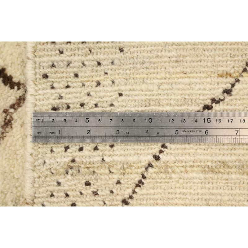Hand Knotted Oriental 100% Wool Carpet Modern Geometric Beige & Ivories Gabbeh Area Rug - 7' 6'' X 5' 6''