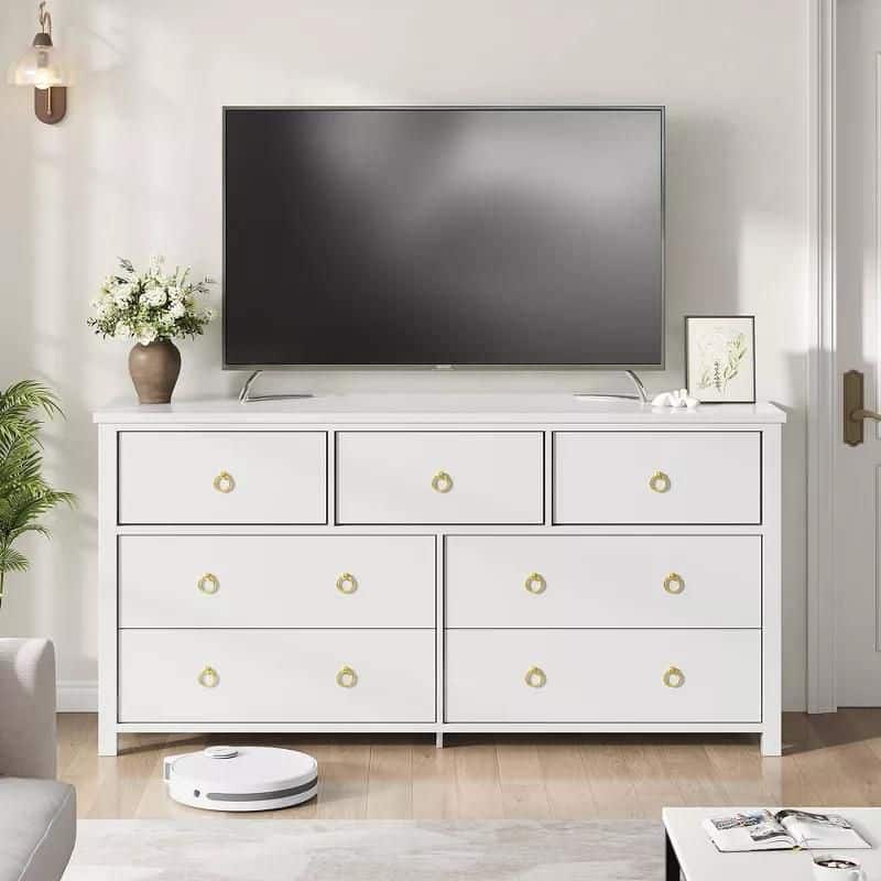 3/6/7 Drawer Tall Dresser for Bedroom, Modern Freestanding Wood Storage Chest of Drawers
