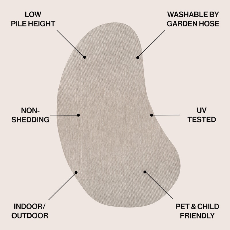 JONATHAN Y Evan Modern Rustic Organic Curve Indoor/Outdoor Shaped Area Rug