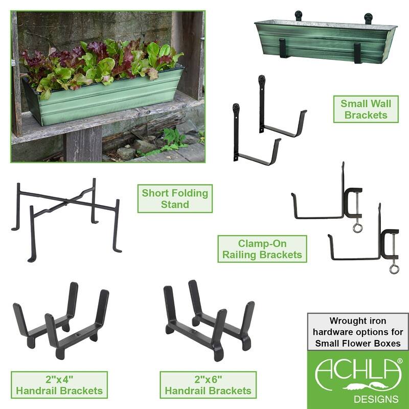 Achla Designs Small Galvanized Steel Flower Box Planter, 22 Inch Wide