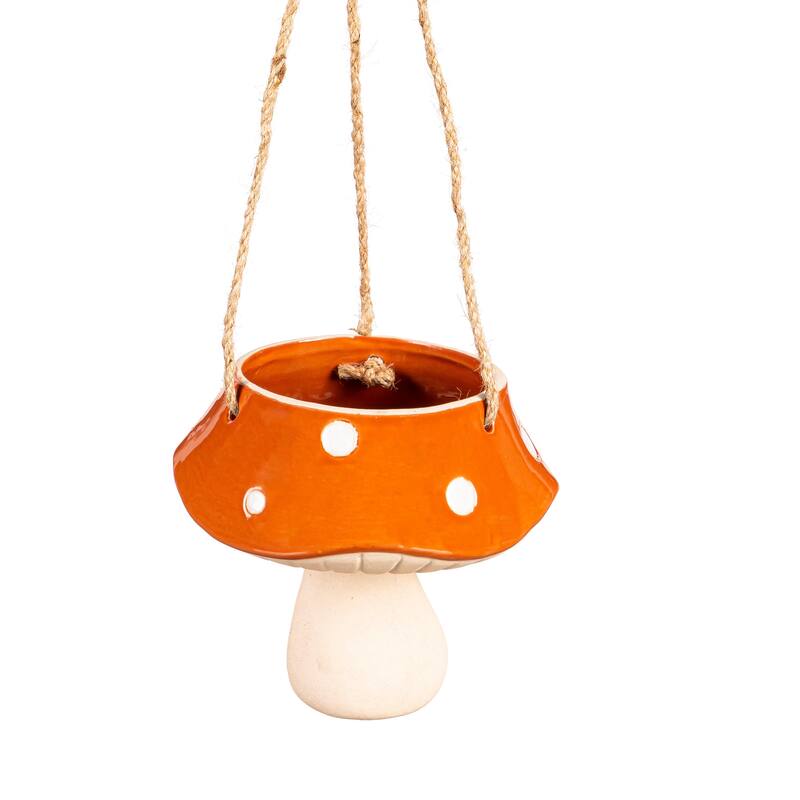 7" Ceramic Mushroom Hanging Planter