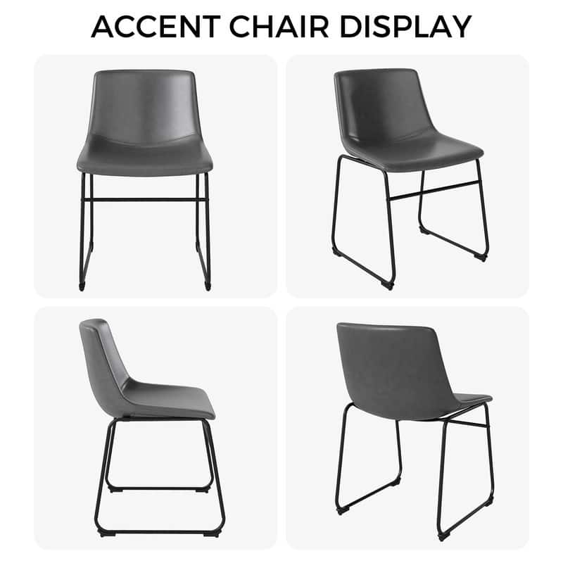 Elegant PU Leather Dining Chair with Iron Legs，Set of 2