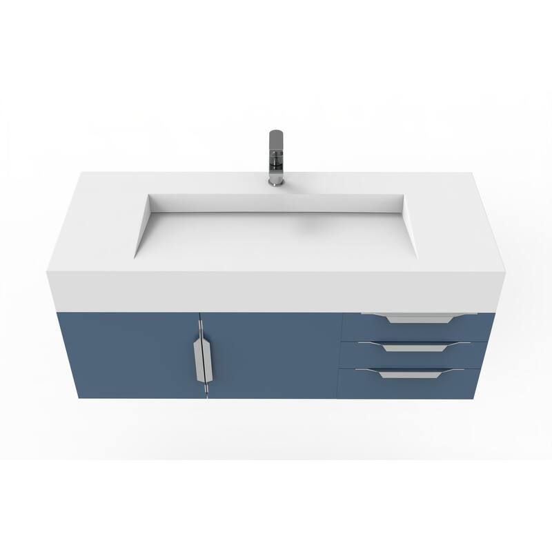 Nile 48" Wall Mounted Bathroom Vanity Set w/ White Top