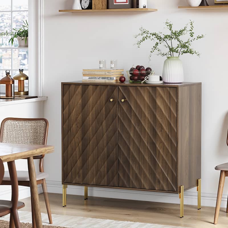 31.50" Mid-Century Modern Wood Sideboard, Buffet Storage Cabinet