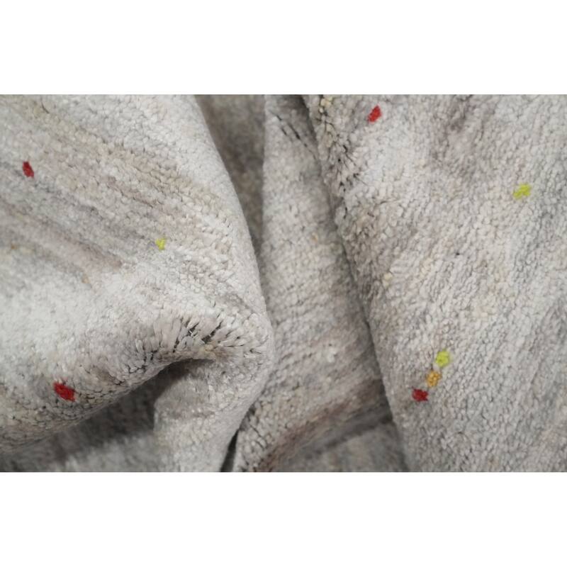 Hand Knotted Oriental Viscose Silk Carpet Tribal Animal Pictorial Greys & Charcoal Gabbeh Area Rug - 8' 8'' X 6' 2''