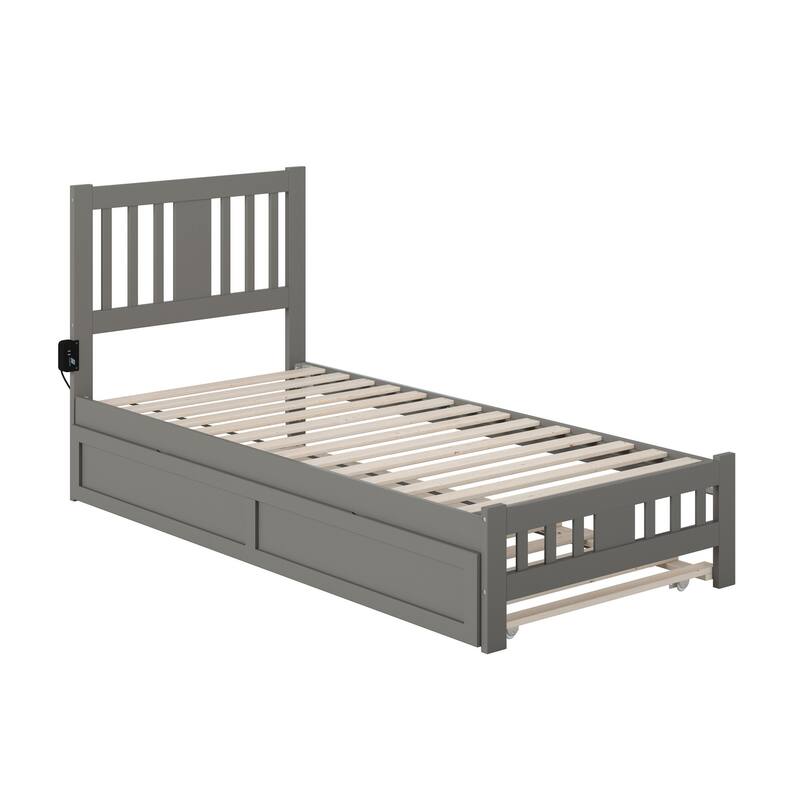 Tahoe Twin XL Bed with Footboard and Twin XL Trundle in Grey