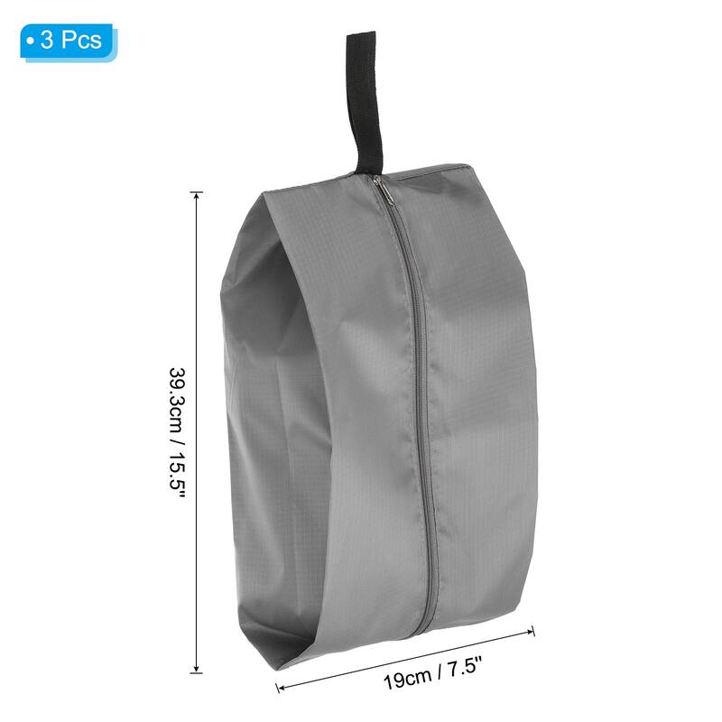 3pcs Waterproof Shoes Bags, Travel Shoe Organizer Bag with Zipper - Gray - 39.3 x 19cm