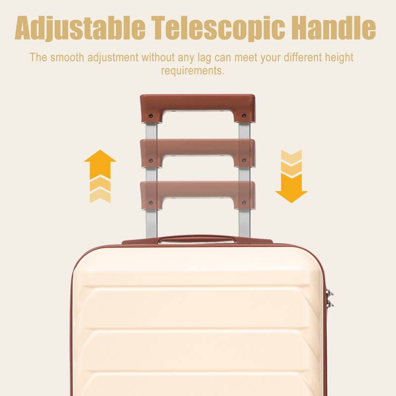 20 Inch ABS Hard Shell Travel Checked Luggage, Scratch Resistant Surface Four Multi-Directional Wheels, With Combination Lock