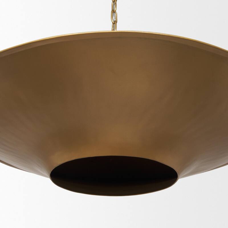 Titus 1-Light Brass Finished Metal Disc Pendant - 24.0L x 24.0W x 8.0H
