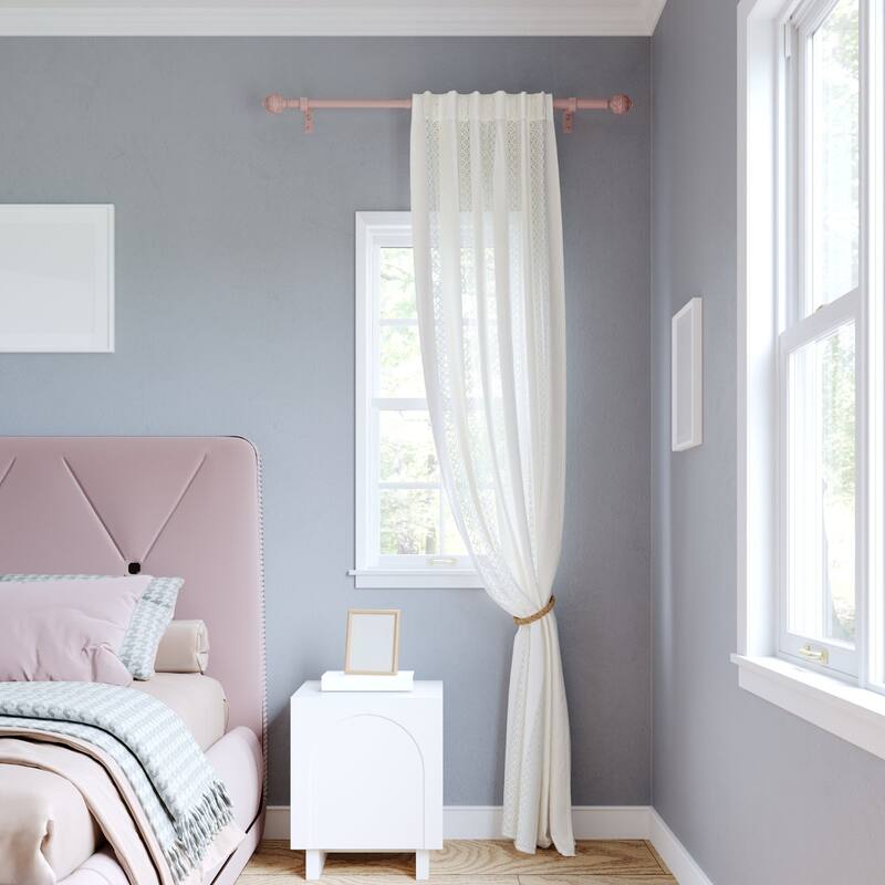 Acroma Adjustable Single Pink Curtain Rod for Window