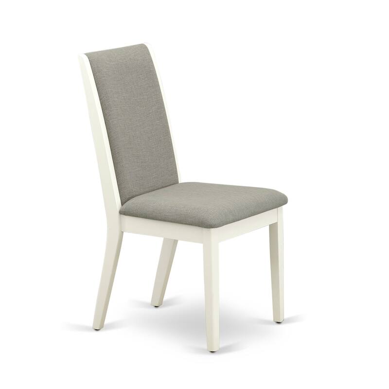 East West Furniture Lancy Parson Chairs - Linen Fabric Padded Dining Chairs, Set of 2, (Finish Options)