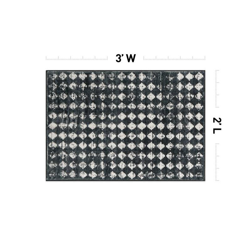 World Rug Gallery Geometric Distressed Abstract Washable Non Slip Area Rug