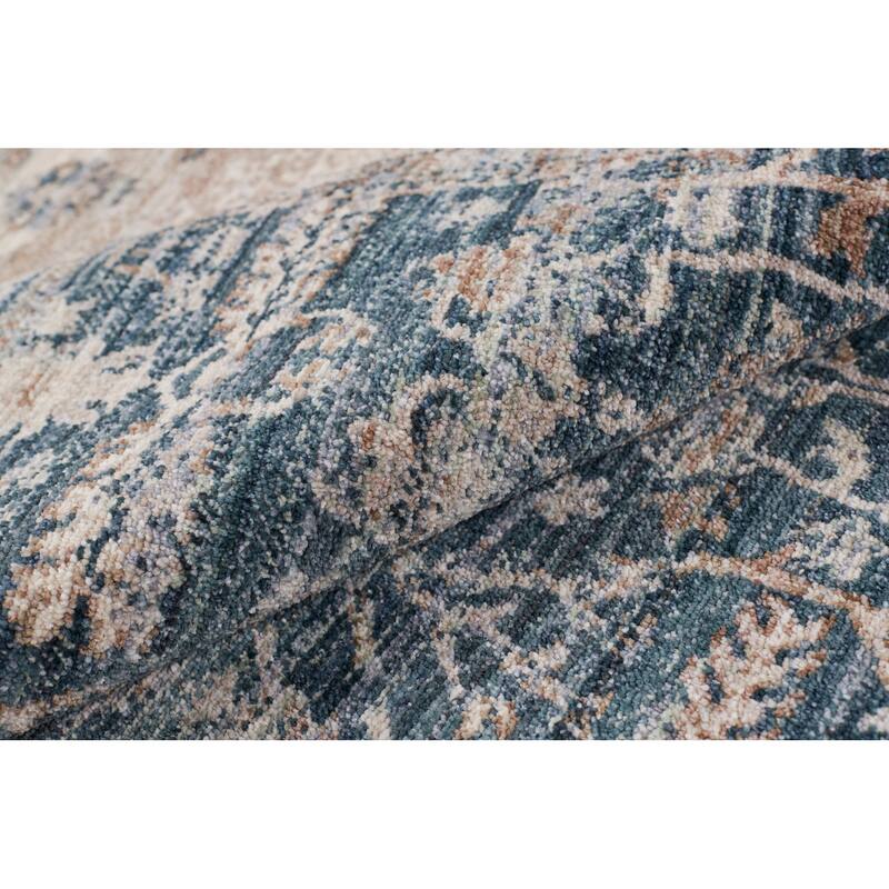 Terra by Obeetee Heirloom Antique Floral Navy Rug