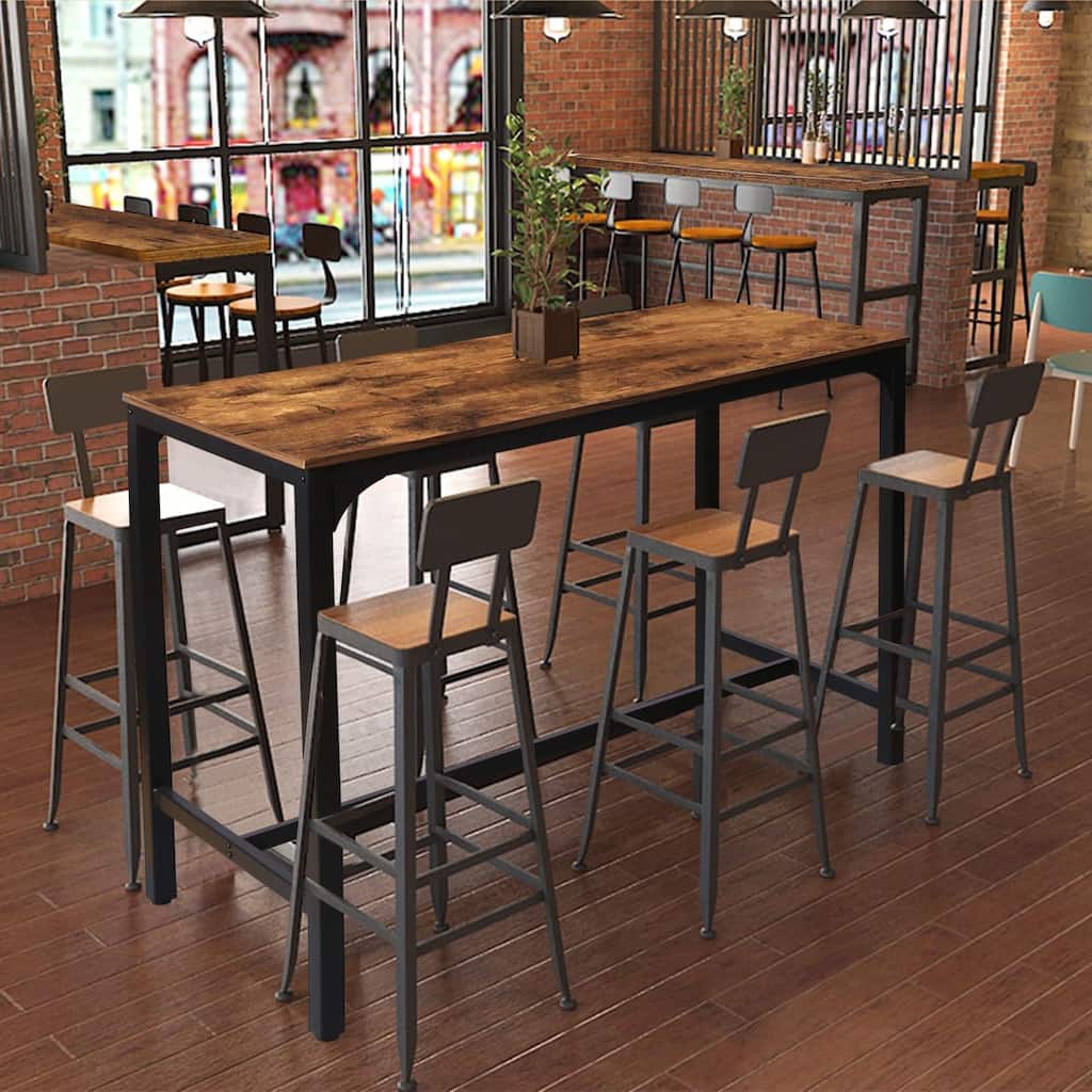 VEIKOUS 47" Furniture Retro Industrial High Bar Dining Table