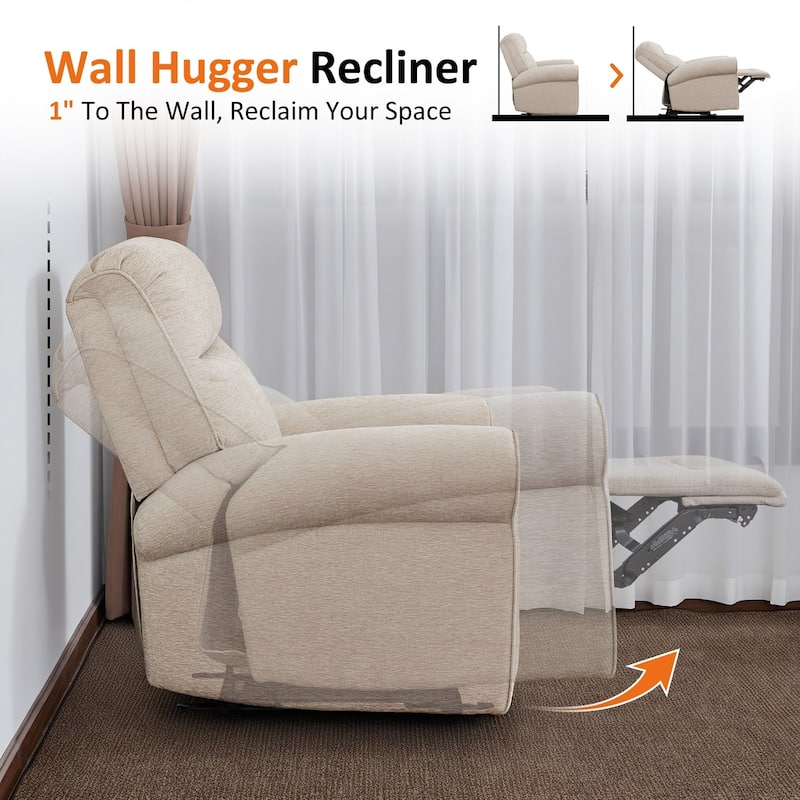 Power Wall Hugger Fabric Recliner Chair