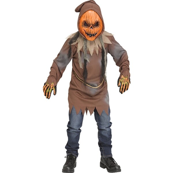 Light Up Evil Pumpkin Scarecrow Child Boys Costume NEW