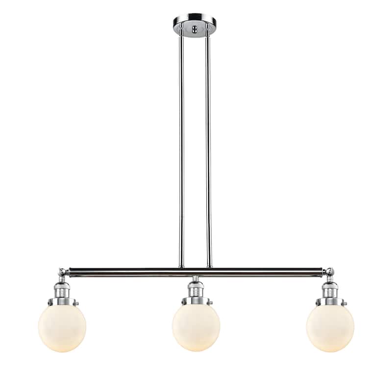 Innovations Lighting Beacon 3 Light 39" Wide Linear Chandelier - Polished Chrome / Matte White Cased