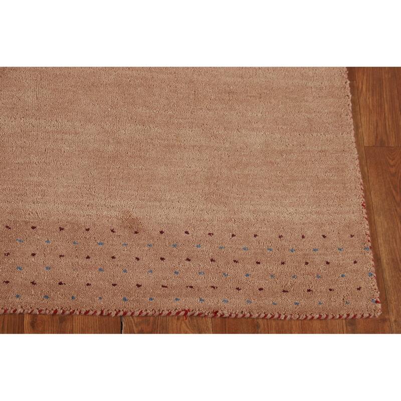 Tribal Gabbeh Oriental Area Rug Hand-Knotted Beige Wool Carpet - 5'2" x 8'2"