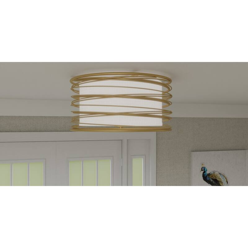 Spiral 3-Light Light Gold Semi-Flush Mount Light