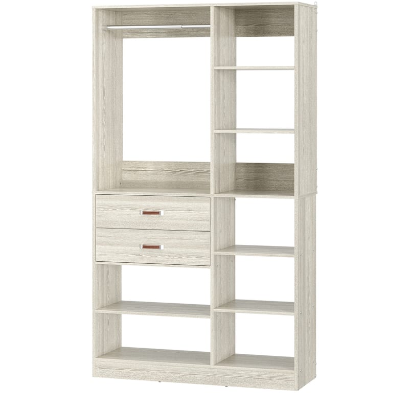 Vryon 40'' W Freestanding Closet System with 10 Storage Shelves and 2 Drawers and 1 Hanging Rods