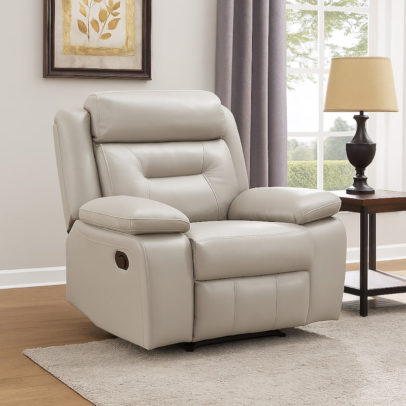 Conia Manual Reclining Chair, Light Gray Silver Leather