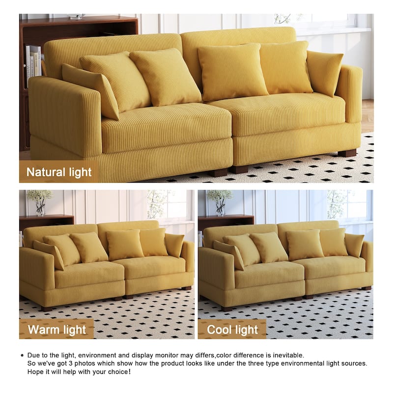 84.5″W Modern Corduroy Couch Modular Sofa