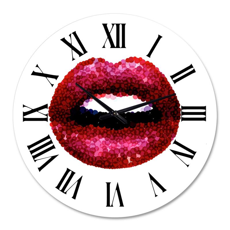 Designart 'Sexy Red Woman Lips' Modern wall clock Bed Bath & Beyond 33884780
