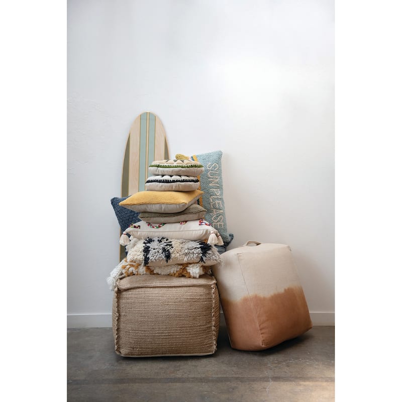 16"H Handwoven Jute Pouf