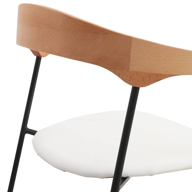 Dining Chair in Leather with Beech Back and Iron Legs Set of 2
