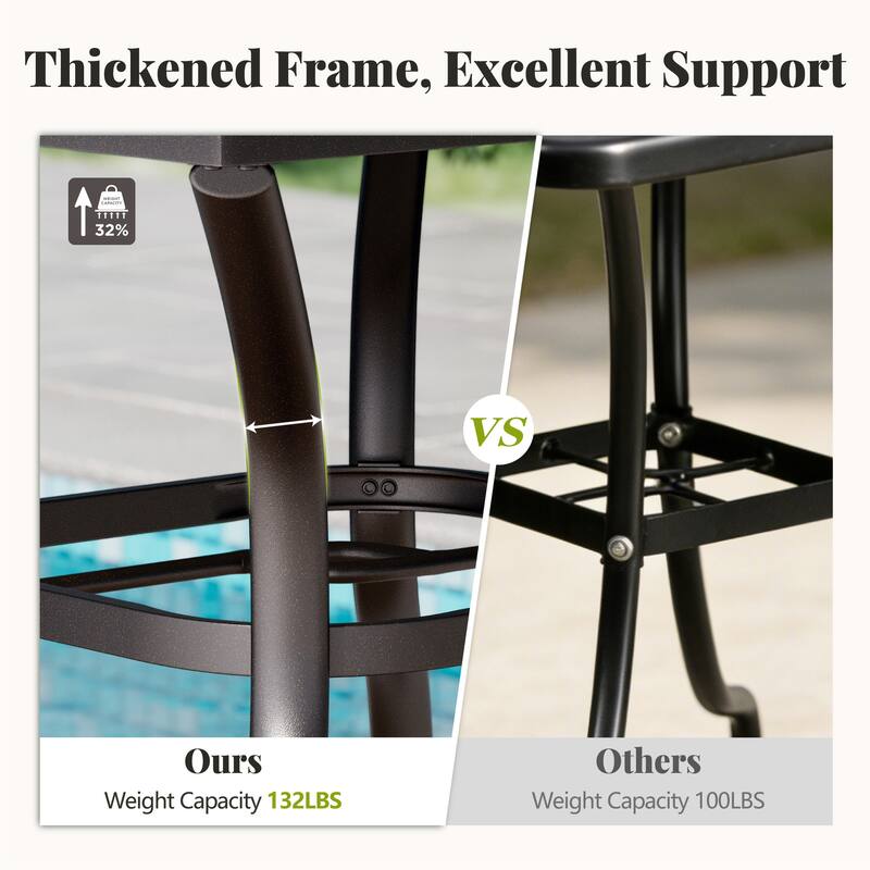 MAISON ARTS 37" Square Patio Dining Table Outdoor Furniture Table