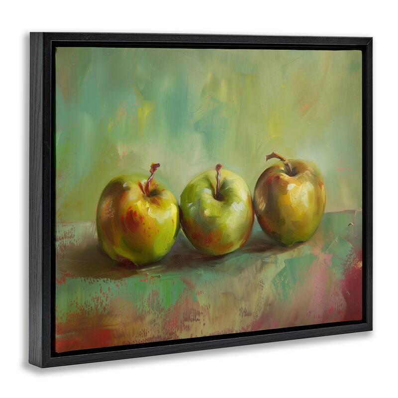 Stupell Traditional Apple Trio Still Life Framed Floater Canvas Wall Art Design By Arlington Prints