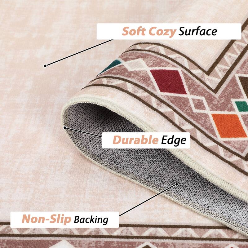 Garvee Machine Washable Rug Modern Bordered Area Rugs
