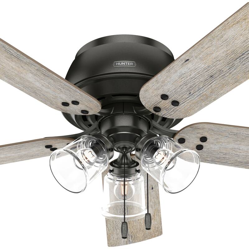 Hunter 52" Shady Grove Ceiling Fan with LED Light Kit/ Pull Chain, Standard or Flush Mount - Casual, Transitional